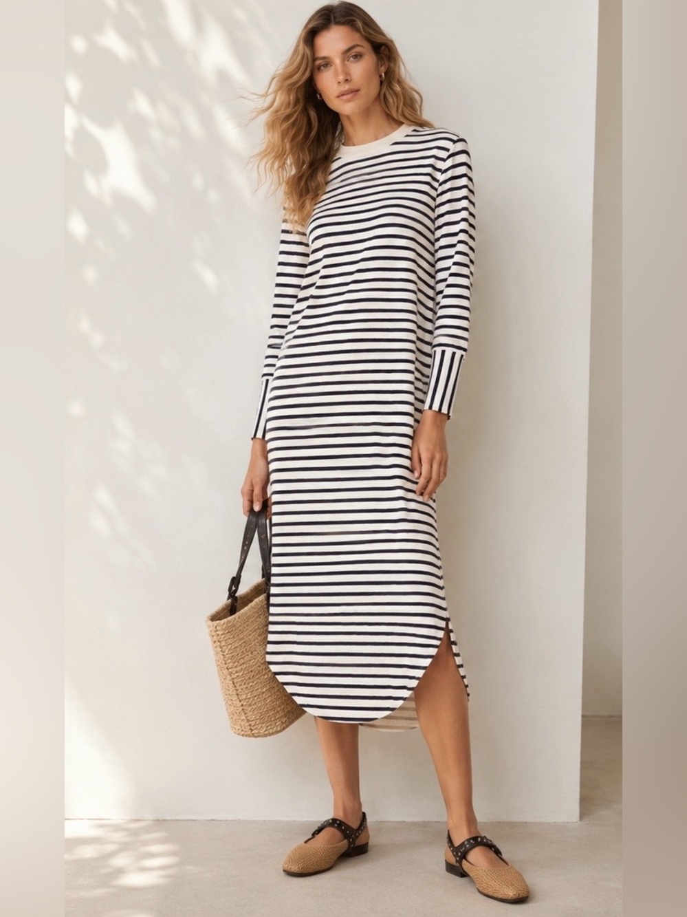 The Fifth Label Shine Dress Black and White Stripes